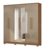 Roupeiro Casal S�o Paulo 06P 03G C/ Espelho Acacia Mad/Reflecta brilho