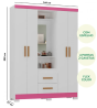 Roupeiro Capela 4pt 2gv Branco Rosa Brilho