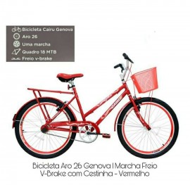 BICICLETA ARO26 GENOVA /MARCHA FREIO V-BRAKE COM CESTINHA