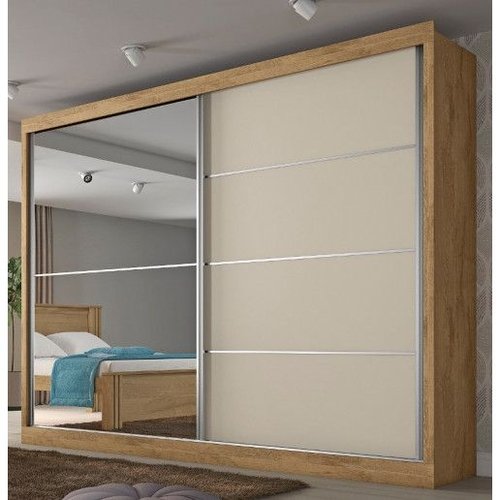 Guarda roupa 2 portas correr 2 espelhos 100% mdf Verona Plus Amndoa