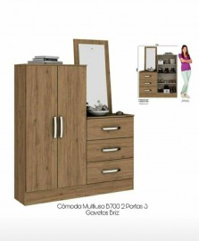 COMODA MULTIUSO 2PORTAS 3GAVETAS CASTANHO B700