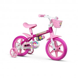 Bicicleta Infantil Aro 12 Com Rodinhas Menina Flower -